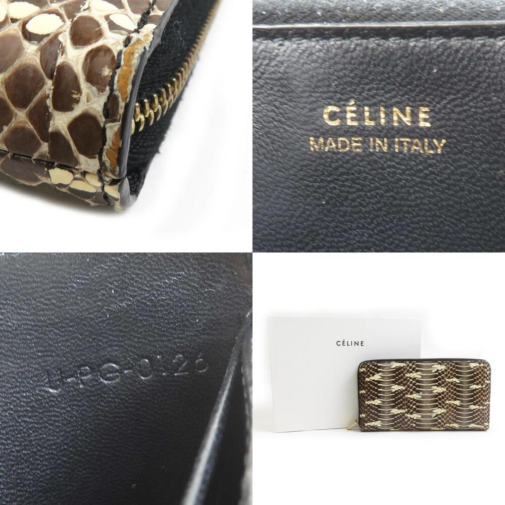 Celine zip around long wallet brown python leather - image 5